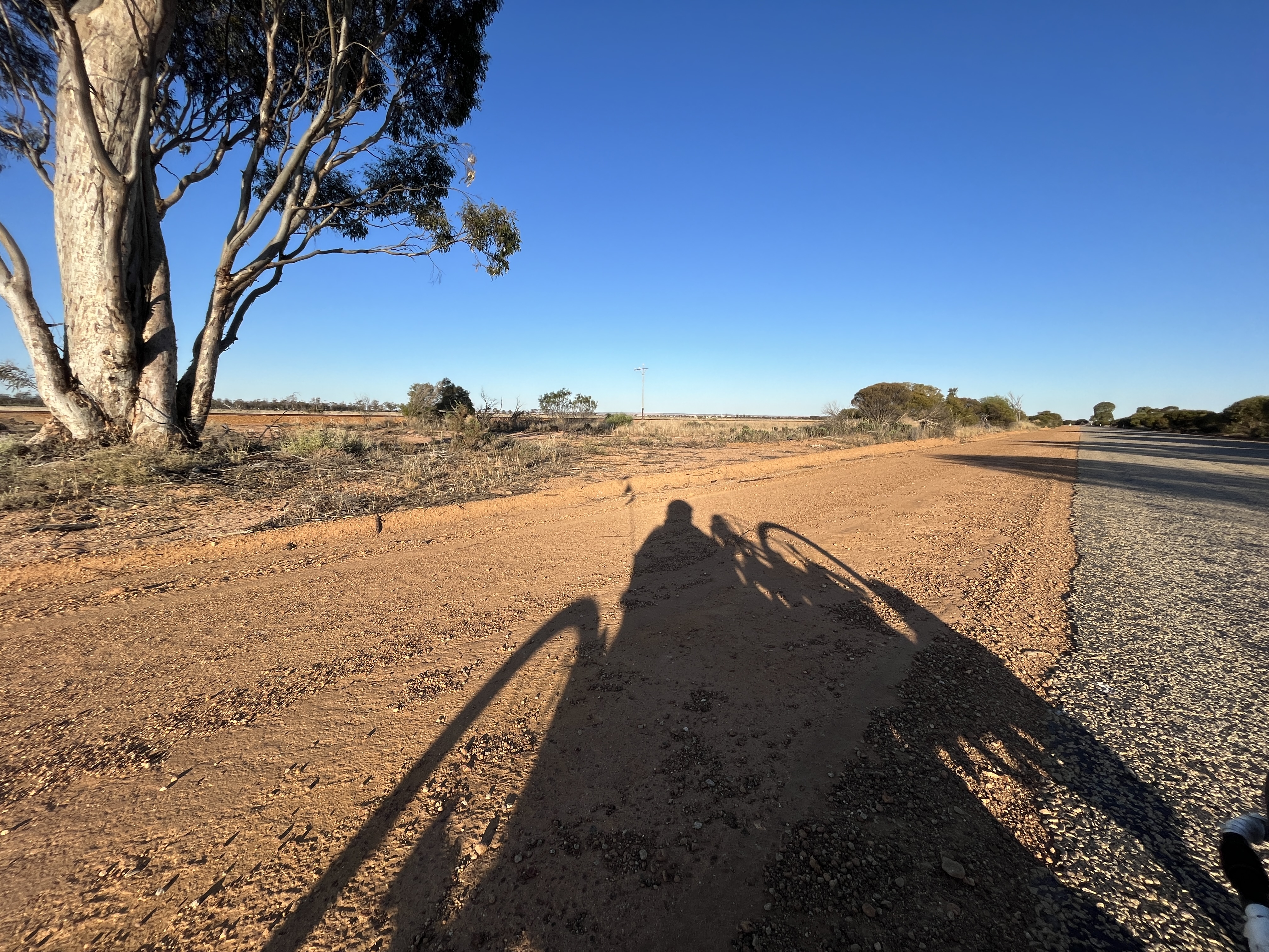 Andreas's shadow on an outback road