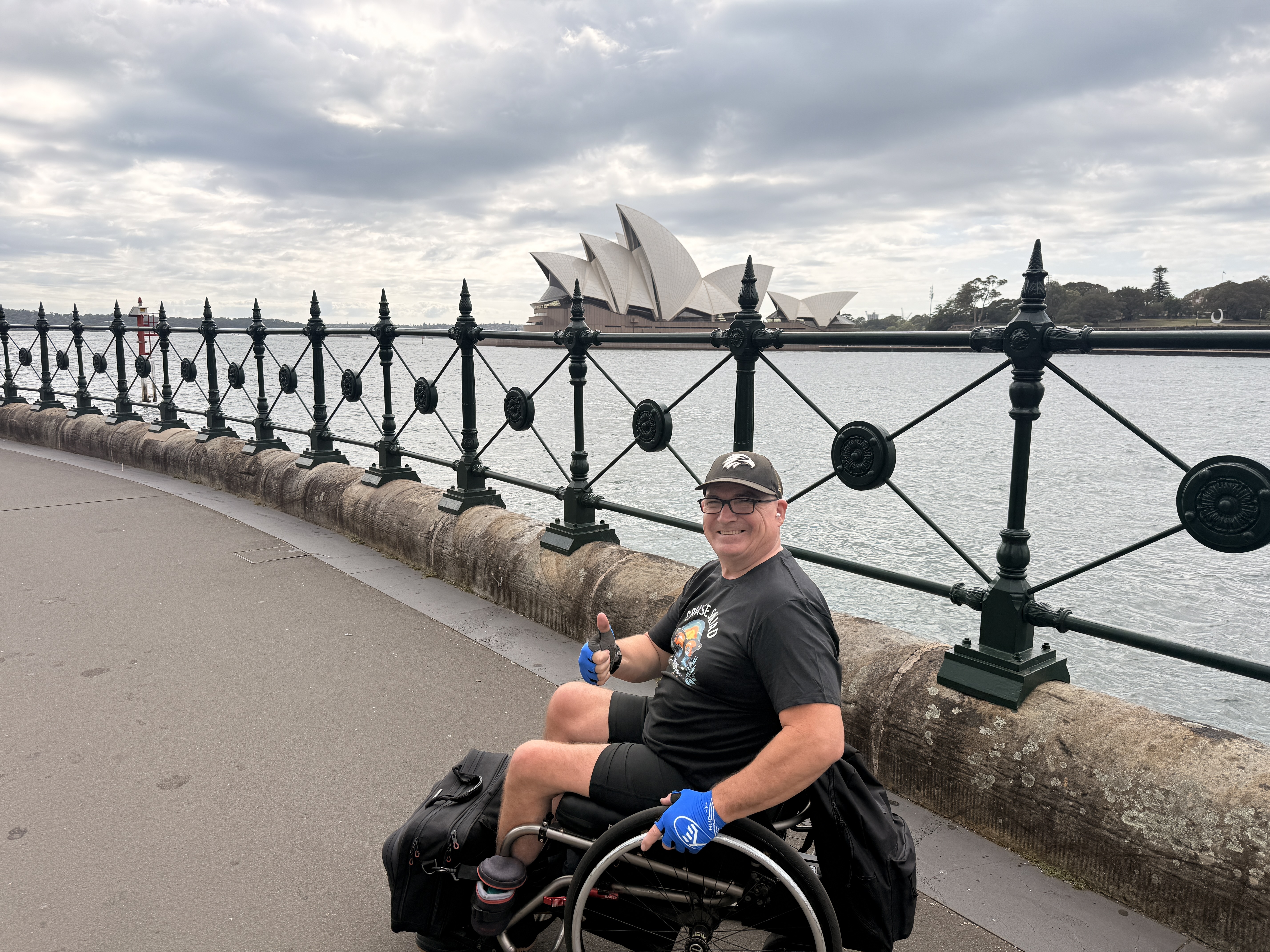 Andreas in wheelchair at Sydney Opera House